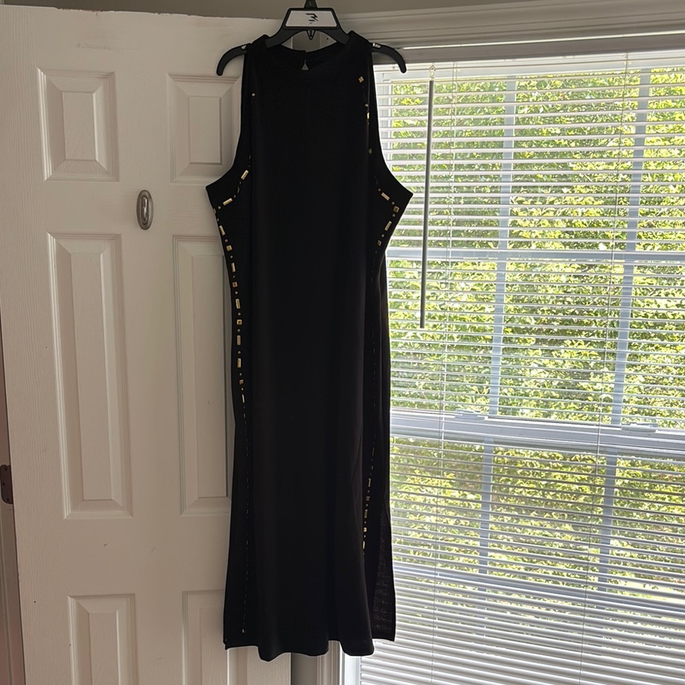 Ashley Stewart Black Sleeveless Halter Sheath Dress
